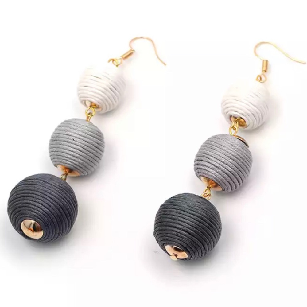Threaded ball dangle earrings